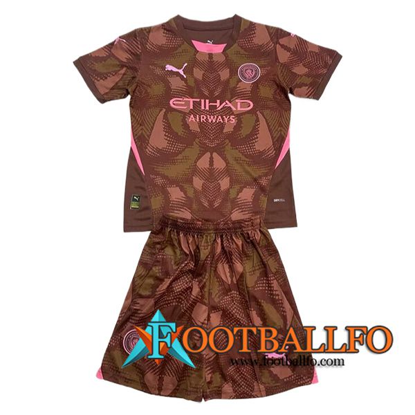 Camisetas De Futbol Manchester City Ninos Portero Marrón 2024/2025