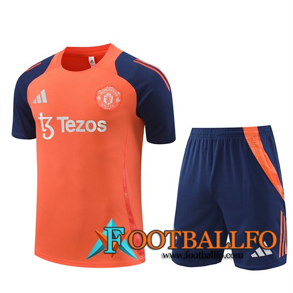 Camiseta Entrenamiento Manchester United Naranja/Azul 2024/2025