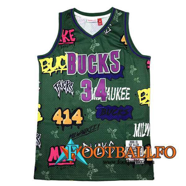 Camisetas NBA Milwaukee Bucks (ALLEN #34) 2024/25 Verde/Violeta