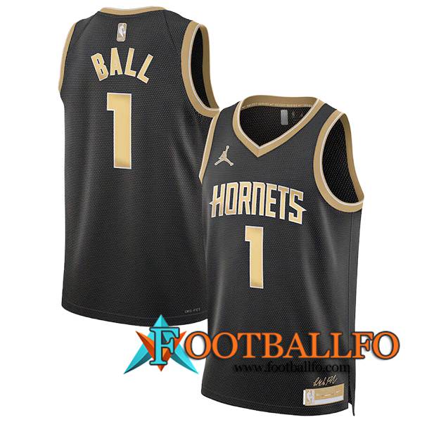 Camisetas NBA Charlotte Hornets (BALL #1) 2024/25 Negro/Amarillo