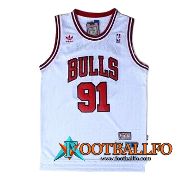 Camisetas NBA Chicago Bulls (RODMAN #91) 2024/25 Blanco/Rojo