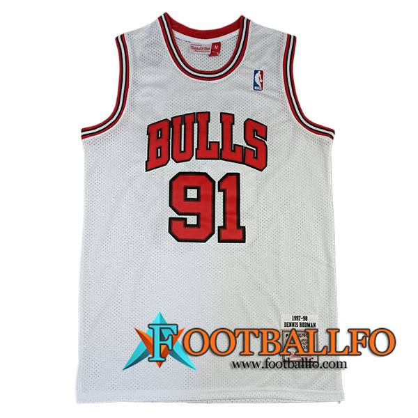 Camisetas NBA Chicago Bulls (RODMAN #91) 2024/25 Blanco/Rojo -02