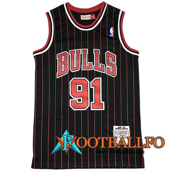 Camisetas NBA Chicago Bulls (RODMAN #91) 2024/25 Negro/Rojo -03