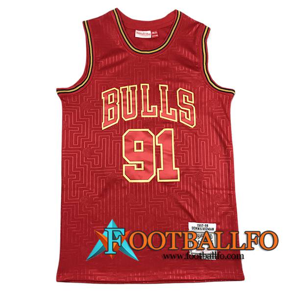 Camisetas NBA Chicago Bulls (RODMAN #91) 2024/25 Rojo/Amarillo