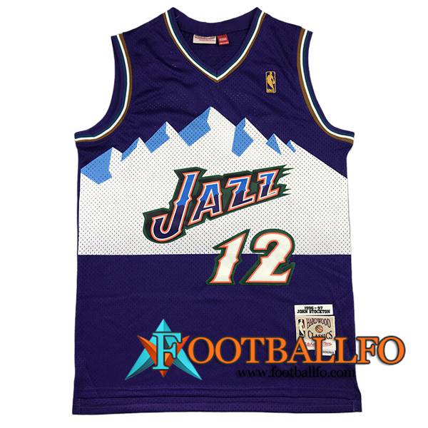 Camisetas NBA Utah Jazz (STOCKTON #12) 2024/25 Violeta/Blanco -02