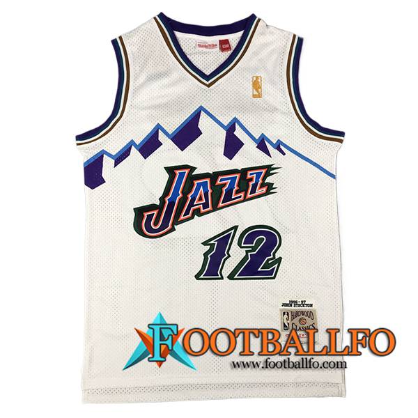 Camisetas NBA Utah Jazz (STOCKTON #12) 2024/25 Blanco -02