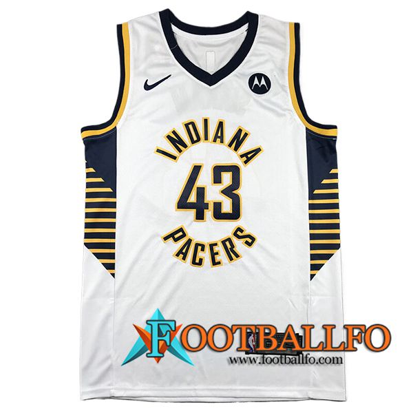 Camisetas NBA Indiana Pacers (SIAKAM #43) 2024/25 Blanco/Negro/Amarillo -02