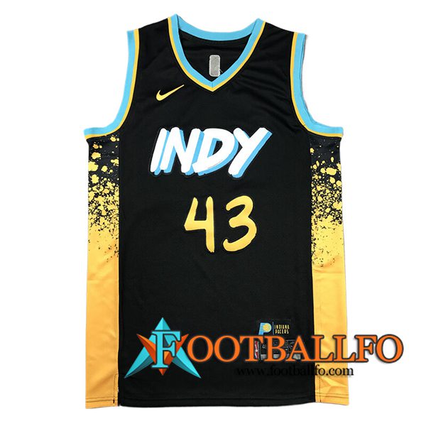 Camisetas NBA Indiana Pacers (SIAKAM #43) 2024/25 Negro/Amarillo -02