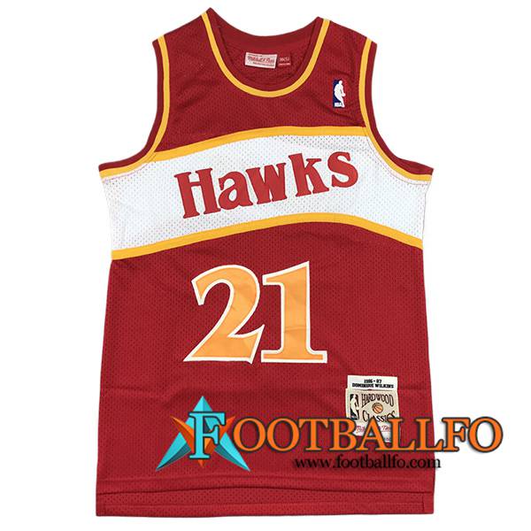 Camisetas NBA Atlanta Hawks (WILKINS #21) 2024/25 Rojo/Blanco/Amarillo -02