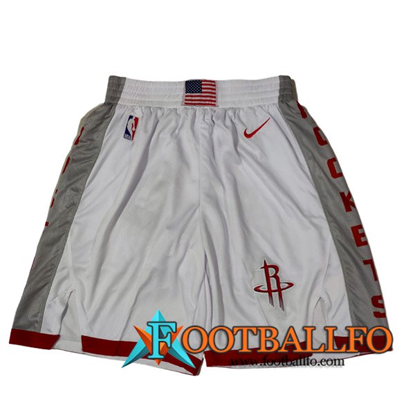 Cortos NBA Houston Rockets 2024/25 Blanco/Gris/Rojo