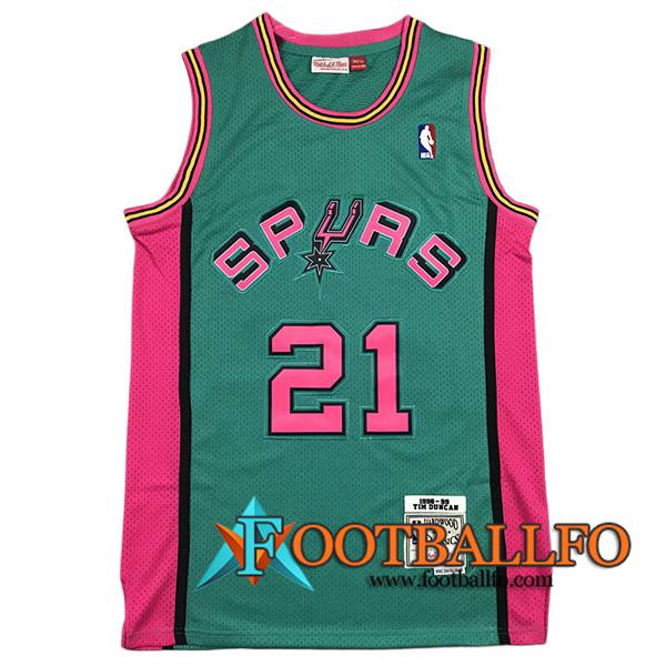 Camisetas NBA San Antonio Spurs (DUNCAN #21) 2024/25 Verde/Rosa