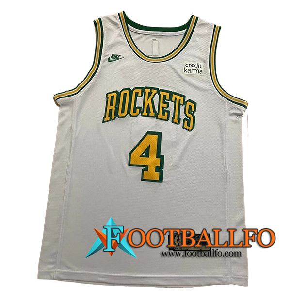 Camisetas NBA Houston Rockets (GREEN #4) 2024/25 Blanco/Amarillo