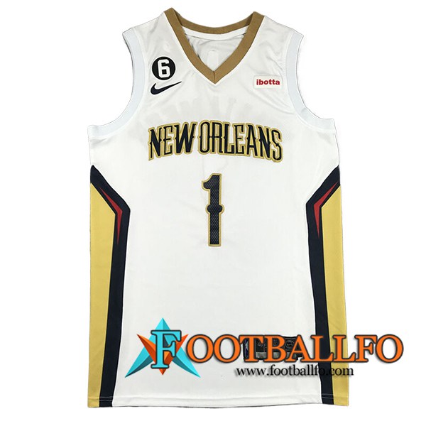 Camisetas NBA San New Orleans Pelicans (WILLIAMSON #1) 2024/25 Blanco/Amarillo