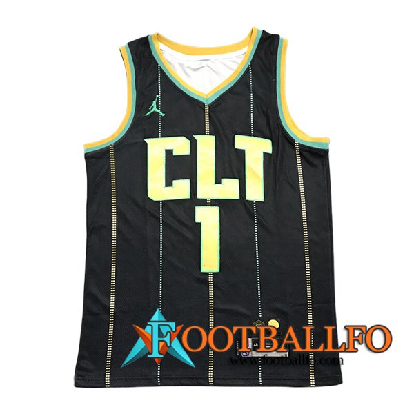 Camisetas NBA Charlotte Hornets (BALL #1) 2024/25 Negro/Amarillo