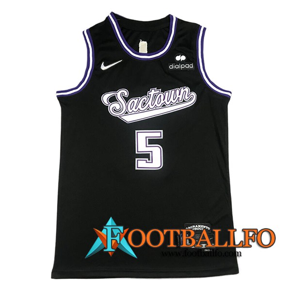 Camisetas NBA Sacramento Kings (FOX #5) 2024/25 Negro/Blanco