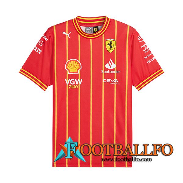 Camiseta de manga corta F1 Scuderia Ferrari Team (LECLERC #16) Rojo/Amarillo 2024