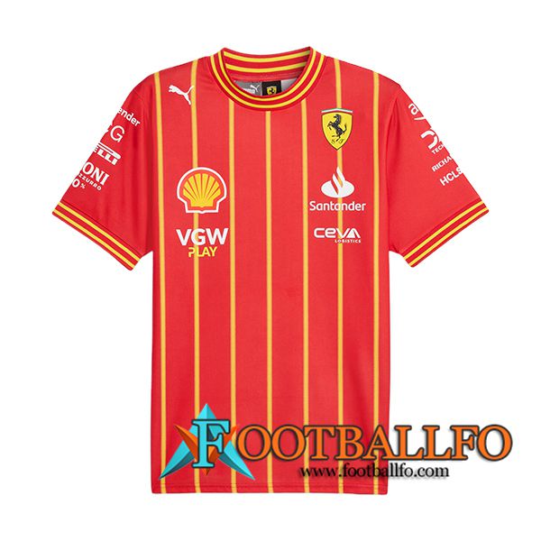 Camiseta de manga corta F1 Scuderia Ferrari Team (SAINZ #55) Rojo/Amarillo 2024