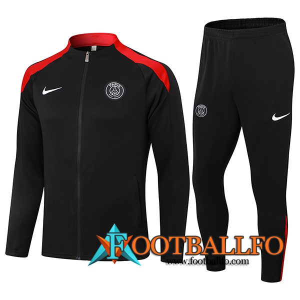 Chandal Equipos De Futbol Chaquetas PSG Negro/Rojo 2024/2025