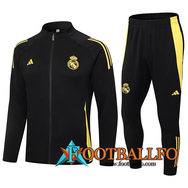 Chandal Equipos De Futbol Chaquetas Real Madrid Negro/Amarillo 2024/2025