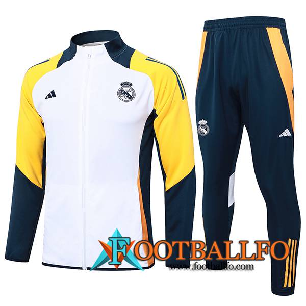 Chandal Equipos De Futbol Chaquetas Real Madrid Blanco/Amarillo/Azul 2024/2025