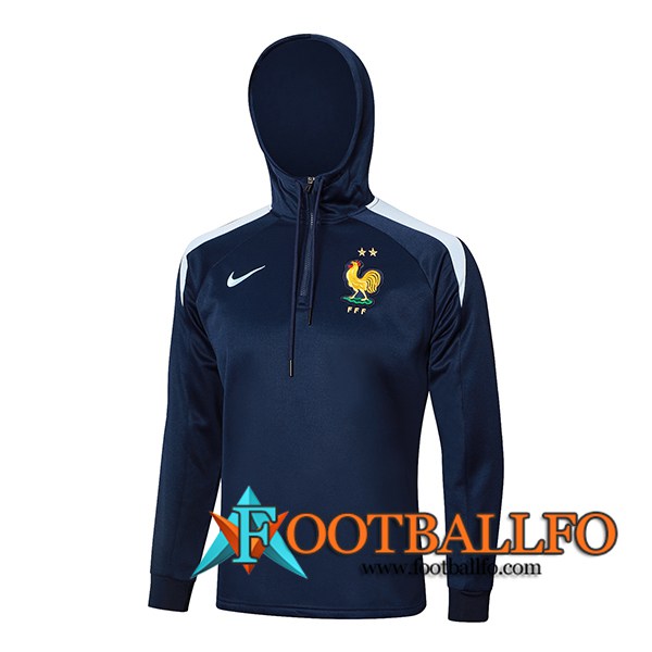 Chaqueta Con Capucha Chandal Rompevientos Francia Azul Oscuro 2024/2025 -03