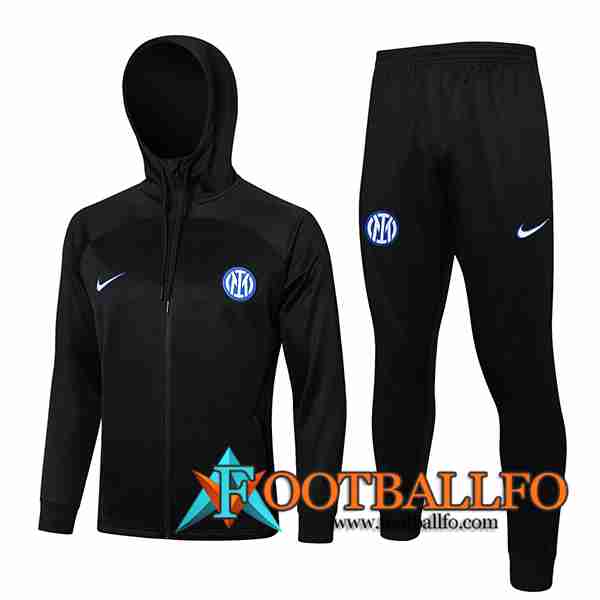 Chaqueta Con Capucha Chandal Rompevientos Inter Milan Negro 2024/2025