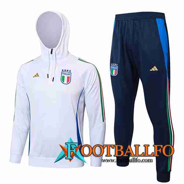 Chaqueta Con Capucha Chandal Rompevientos Italia Blanco/Azul 2024/2025