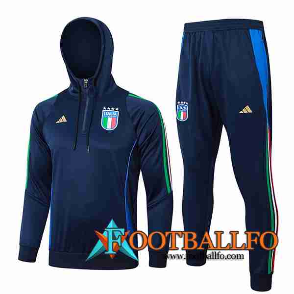 Chaqueta Con Capucha Chandal Rompevientos Italia Azul Oscuro 2024/2025