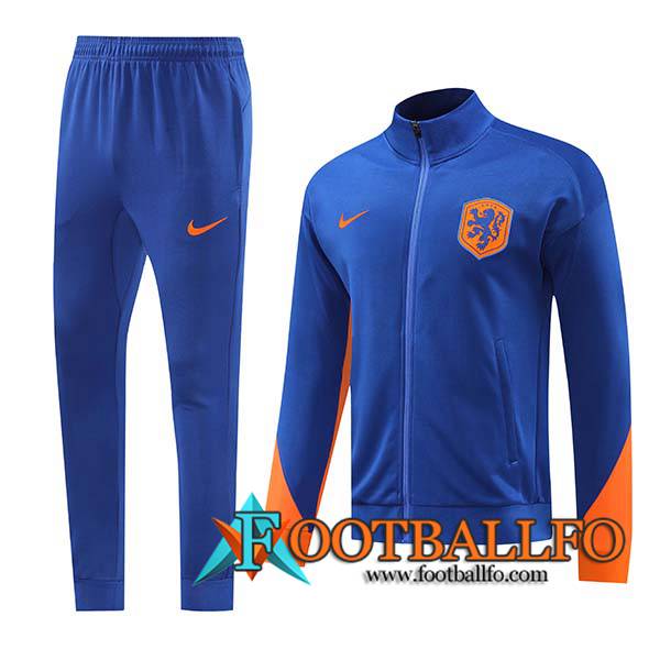 Chandal Equipos De Futbol Chaquetas Países Bajos Azul/Naranja 2024/2025