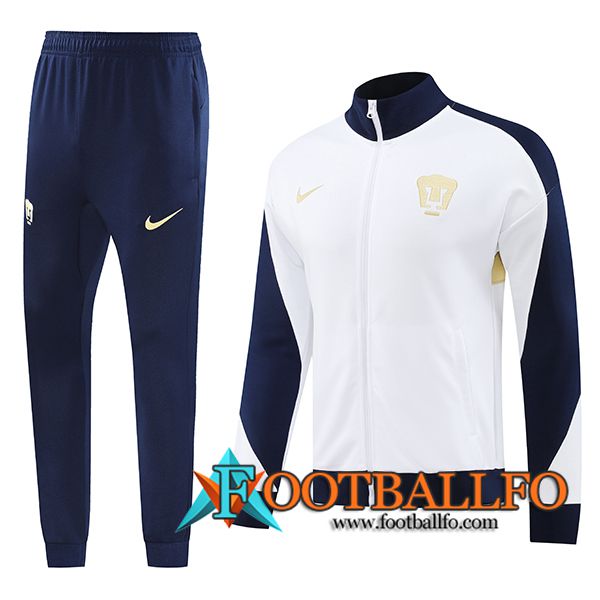 Chandal Equipos De Futbol Chaquetas Pumas UNAM Blanco/Azul/Amarillo 2024/2025