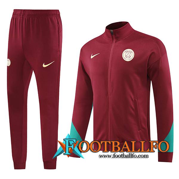 Chandal Equipos De Futbol Chaquetas PSG Rojo/Verde 2024/2025