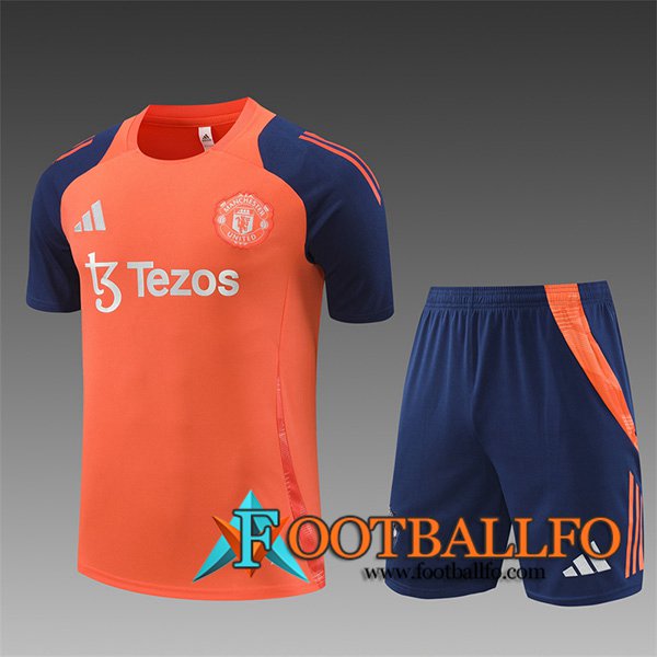 Camiseta Entrenamiento Manchester United Ninos Naranja/Azul 2024/2025