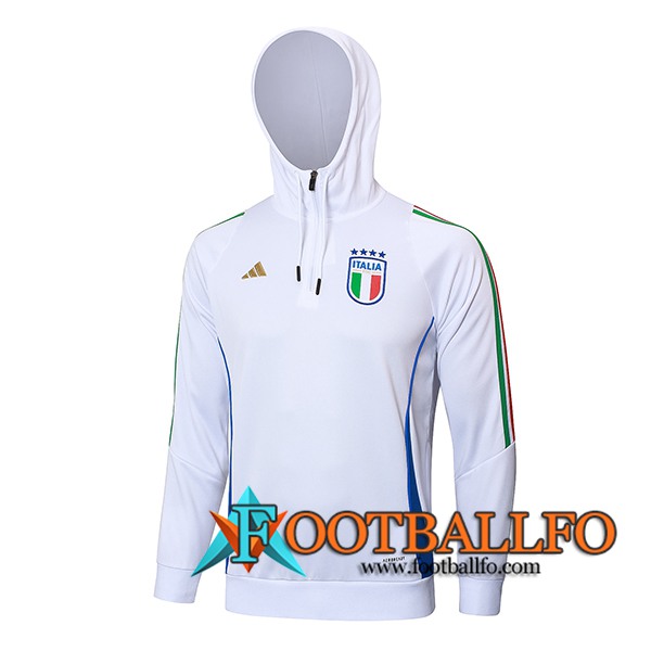 Chaqueta Con Capucha Italia Blanco/Azul 2024/2025