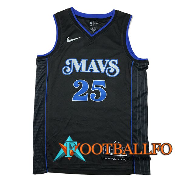 Camisetas Dallas Mavericks (WASHINGTON JR. #25) 2024/25 Negro/Azul