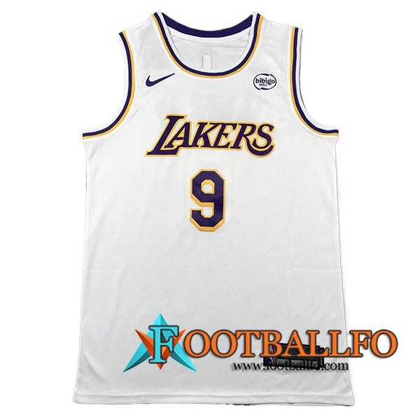 Camisetas Los Angeles Lakers (JAMES JR. #9) 2024/25 Blanco/Violeta/Amarillo