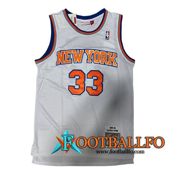 Camisetas New York Knicks (EWING #33) 2024/25 Blanco/Naranja/Azul