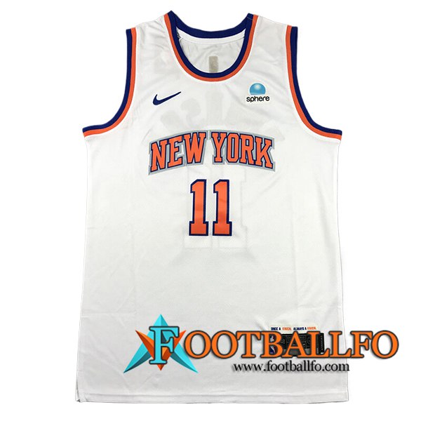 Camisetas New York Knicks (MarrónSON #11) 2024/25 Blanco/Naranja -02