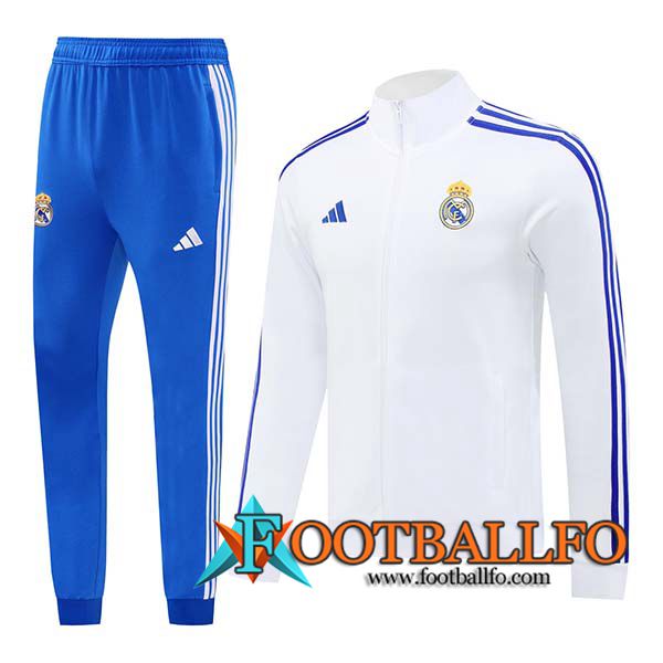 Chandal Equipos De Futbol Chaquetas Real Madrid Blanco/Azul 2024/2025