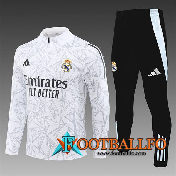 Chandal Equipos De Futbol Real Madrid Ninos Blanco/Gris/Negro 2024/2025