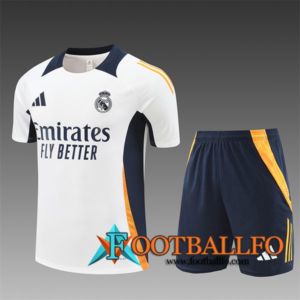 Camiseta Entrenamiento Real Madrid Ninos Blanco/Negro/Naranja 2024/2025