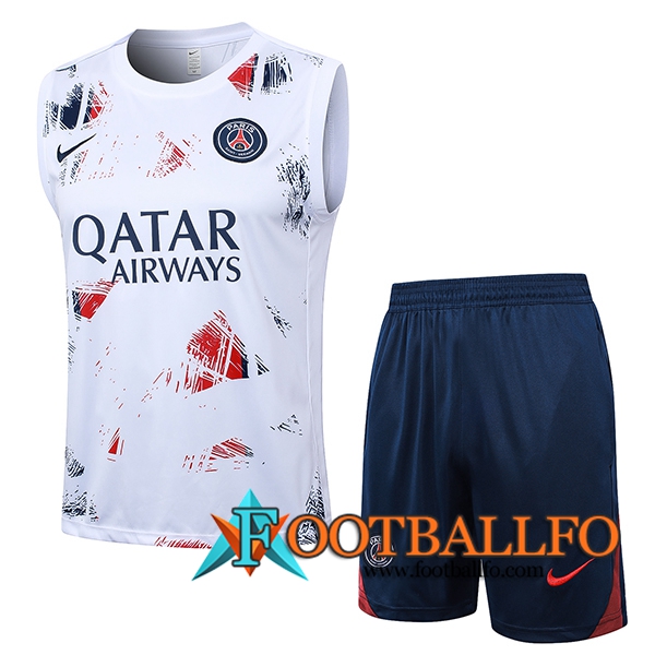 Camiseta Entrenamiento sin mangas PSG Blanco/Rojo/Azul 2024/2025