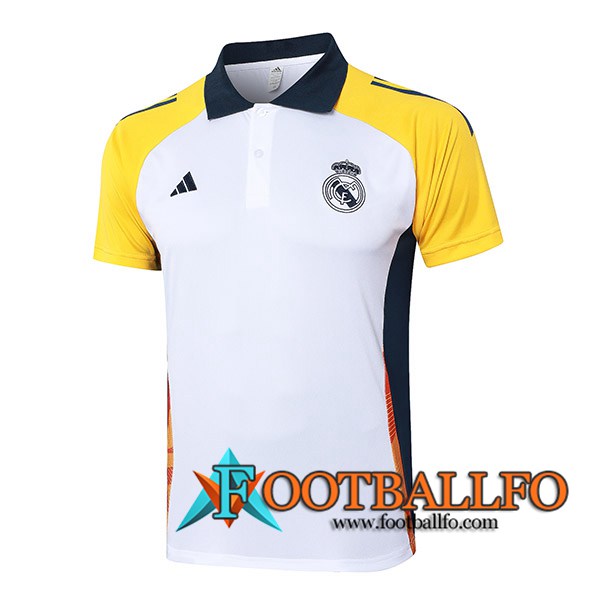 Camiseta Polo Real Madrid Blanco/Amarillo/Azul 2024/2025