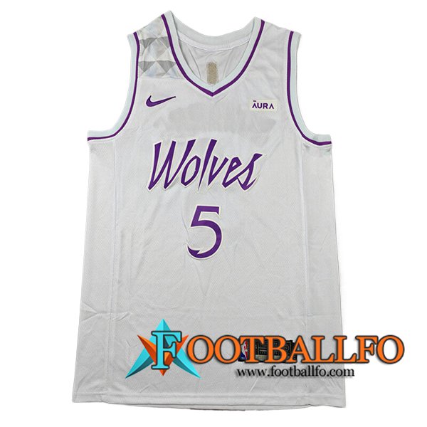 Camisetas Minnesota Timberwolves (EDWARDS #5) 2024/25 Blanco/Violeta