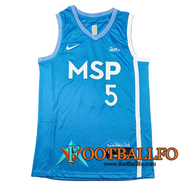 Camisetas Minnesota Timberwolves (EDWARDS #5) 2024/25 Azul/Blanco -02