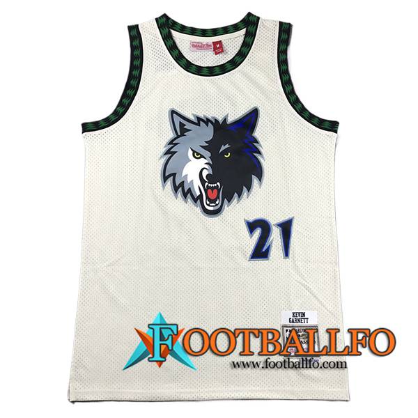 Camisetas Minnesota Timberwolves (GARNETT #21) 2024/25 Blanco/Verde/Negro