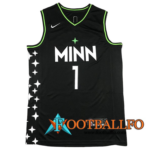 Camisetas Minnesota Timberwolves (EDWARDS #1) 2024/25 Negro/Verde