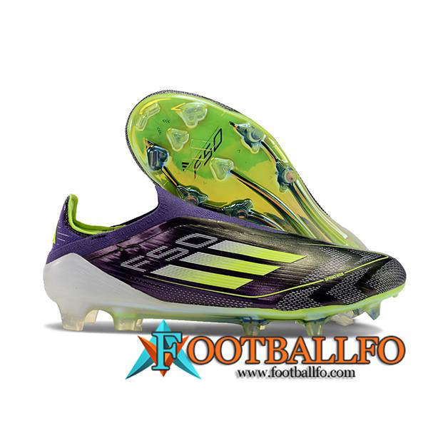 Adidas Botas De Fútbol F50 Elite Laceless FG Negro/Verde/Violeta