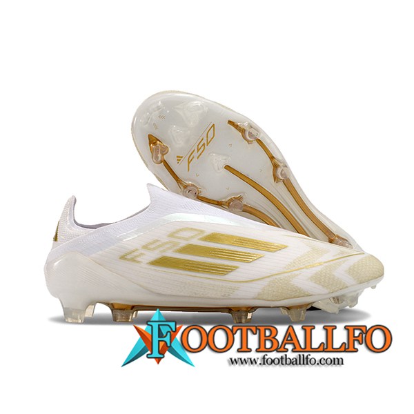 Adidas Botas De Fútbol F50 Elite Laceless FG Blanco/Amarillo