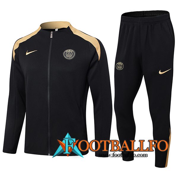 Chandal Equipos De Futbol Chaquetas PSG Negro/Amarillo 2024/2025