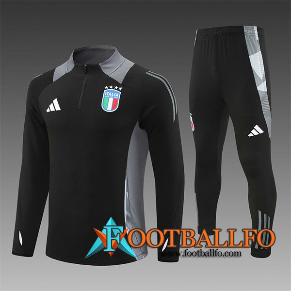 Chandal Equipos De Futbol Italia Ninos Negro/Gris 2024/2025 -02